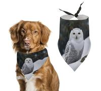 Dog Bandanas with Snow Owl Printed Dog Scarf Dog Bibs Washable Polyester Handkerchief Scarf Triangle Bandana for Small Medium Large Dogs