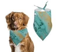 Dog Bandanas with Teal and Gold Marble Printed Dog Scarf Dog Bibs Washable Polyester Handkerchief Scarf Triangle Bandana for Small Medium Large Dogs