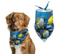 Dog Bandanas with Tropical Fish Printed Dog Scarf Dog Bibs Washable Polyester Handkerchief Scarf Triangle Bandana for Small Medium Large Dogs