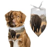 Dog Bandanas with Walking Elephants Printed Dog Scarf Dog Bibs Washable Polyester Handkerchief Scarf Triangle Bandana for Small Medium Large Dogs