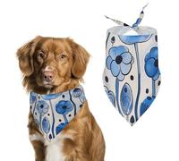 Dog Bandanas with White Blue Ink Printed Dog Scarf Dog Bibs Washable Polyester Handkerchief Scarf Triangle Bandana for Small Medium Large Dogs