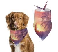 Dog Bandanas with Winter Landscape Printed Dog Scarf Dog Bibs Washable Polyester Handkerchief Scarf Triangle Bandana for Small Medium Large Dogs