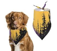 Dog Bandanas with Witch and Broom Printed Dog Scarf Dog Bibs Washable Polyester Handkerchief Scarf Triangle Bandana for Small Medium Large Dogs