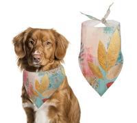 Dog Bandanas with with Peach Leaves Printed Dog Scarf Dog Bibs Washable Polyester Handkerchief Scarf Triangle Bandana for Small Medium Large Dogs