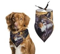 Dog Bandanas with Wolves and Dream Catchers Printed Dog Scarf Dog Bibs Washable Polyester Handkerchief Scarf Triangle Bandana for Small Medium Large Dogs