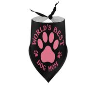 Dog Bandanas World's Best Dog Mother Pink Paw Puppy Pet V-Neck Bibs Scarf Triangle Adjustable Kerchief Accessories for Small Medium Large Puppy Cat