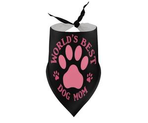 Dog Bandanas World's Best Dog Mother Pink Paw Puppy Pet V-Neck Bibs Scarf Triangle Adjustable Kerchief Accessories for Small Medium Large Puppy Cat