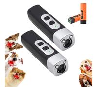 Dog Bark Deterrent Device with LED Flashlight, Ultrasonic Anti Barking Device for Dogs, Indoor Outdoor Use Rechargeable, Suitable for Training to Improve Bad Behavior (2 Pcs Black)