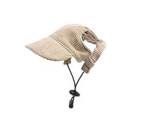 Dog Baseball Cap, 2025 New Dog Cat Summer Beach Visor Hat with Ear Holes, Breathable Visor Cap for Puppy, Adjustable Puppy Sunbonnet Headdress (Khaki, M)