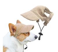 Dog Baseball Cap Adjustable Sun Hat with Ear Holes, Summer Beach Visor for Small Medium Large Dogs, Lightweight Breathable Puppy Hat for Outdoor Walks & Travel (Khaki, XL)
