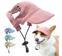 Dog Baseball Cap, Dog Cat Summer Beach Visor Hat with Ear Holes Anti-Slip Silicone Rope Baseball Cap Adjustable Puppy Sunbonnet Headdress Beach Visor Hat (Pinks,M)