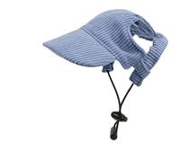 Dog Baseball Cap, Dogs Cat Summer Beach Visor Hat with Ear Holes, Adjustable Puppy Sunbonnet Headdress(Blue,S)