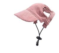 Dog Baseball Cap, Dogs Cat Summer Beach Visor Hat with Ear Holes, Adjustable Puppy Sunbonnet Headdress(Pink,L)