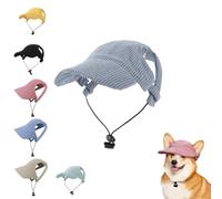 Dog Baseball Cap, Summer Dog Sun Protection Hat with Ear Holes | Adjustable Pet Cat Hat Visor Cap, Lightweight Puppies Bucket Hats for Puppy Small Medium Large Dogs Cats (Blue, S)
