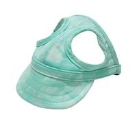Dog Baseball Cap Tie Dye Summer Hat with Ear Holes Adjustable Pet Sunbonnet Canvas Sun Outdoor Travel Sport (Green, S)