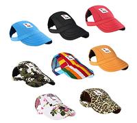 Dog Baseball Cap With Ear Holes - Adjustable Pet Beret With Breathable Waterproof Design, Sun Protection Trucker Style for Small Medium Large Dogs (M, Red)