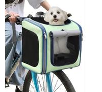 Dog Basket Bicycle Front, Expandable Foldable Dog Bike Basket, Pet Bicycle Basket with 4 Open Doors, 4 Mesh Window, Dog Bicycle Basket Front Basket Animals up to 10 kg, for Small Dogs, Cats, Puppies