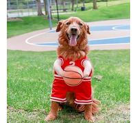 Dog Basketball Costume with Ball, Halloween Basketball Dog Costume, Dog Basketball Player Costume Holding Balldog Basketball Jersey with Ball Costume, Pet Costume For Dog Cat (Red, Middle)