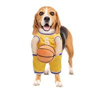 Dog Basketball Costume With Ball, Halloween Dog Clothes Funny Pet Costumes Dog Basketball Player Costume Dog Cosplay Clothes For Halloween Puppy Cosplay Party