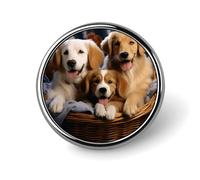 Dog Baskets And Dogs Button Pin Round Alloy Lapel Pins Badges Novelty Funny Enamel Pins Button Lapel Personalized Pinback Button Badges Cute Brooche Pin for Backpacks Jackets Bags