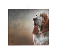 Dog Basset Hound, Dish Drying Mat, 18x16 Inch Absorbent Microfiber Quick Dry Machine Washable for Dishes Pots Pans Glassware Coffee Bar Under Rack