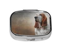 Dog Basset Hound,Meta Pill Box 2 Compartment Medicine Case,Portable Organizer
