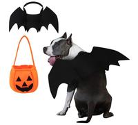 Dog Bat Costume Dog Halloween Costume, Dogs Bat Wings Costume Halloween Pet Wings, Bat Wings Cosplay Costume Pet Bat Wings for Dogs Halloween Party with Pumpkin Candy Bags for Trick or Treat