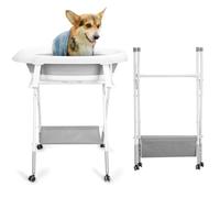 Dog Bath, 2-in-1 Foldable Portable Pet Shower Bathtub, Elevated Dog Bathing Tub, Space Saving Washing Station for Small and Medium Size Dogs, Cats and Other Pet