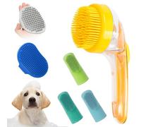 Dog Bath Brush, Multi-Use Silicone Pet Grooming and Washing Tool with Massage Bristles, Teeth Cleaning and Shower Scrubber Groomer for Dogs, Cats, & Small Animals