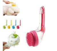 Dog Bath Brush, Pet Grooming Massage Scrubber for Long and Short Hair,Dog Shampoo Brush Bubble Maker,Dog Paw Washer, Dog Grooming Massage Brush Soft Silicone Bristle for Dogs Cats Shower (Red)