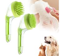 Dog Bath Brush with Shampoo Dispenser, Pet Bath Brush for Dogs & Cats, Bubble Maker Dog Shampoo Brushs Coarse and Fine Teeth 2pc, Grooming Massage Tool for Easy Dogs Baths & Washing (Green)