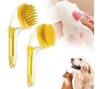 Dog Bath Brush with Shampoo Dispenser, Pet Bath Brush for Dogs & Cats, Bubble Maker Dog Shampoo Brushs Coarse and Fine Teeth 2pc, Grooming Massage Tool for Easy Dogs Baths & Washing (Yellow)