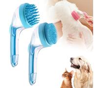 Dog Bath Brush with Shampoo Dispenser, Pet Bath Brush for Dogs & Cats, Bubble Maker Dog Shampoo Brushs Coarse and Fine Teeth 2pc, Grooming Massage Tool for Easy Dogs Baths & Washing (Blue)