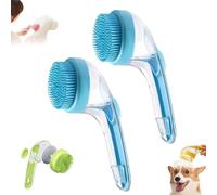 Dog Bath Brush with Soap Dispenser,automatic Foaming Soap Dispenser Dog Bath Brush Long Handle,Non-Scratch Wet/Dry Pet Washing Brush for Dogs/Cats,Pet Washing & Showering-B-2pcs