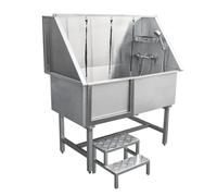 Dog Grooming Steel Wash Station 600mm - Silver