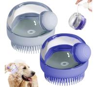 Dog Bath Scrubber Brush 2 PCS Pet Dog Grooming Massage Shampoo Bath Brush with Soap and Shampoo Dispenser Soft Silicone Bristle for Long Short Haired