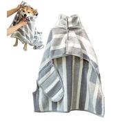 Dog Bath Towel, Dog Bathrobe Towel, Striped, Absorbent Microfibre Blanket, Drying, Super Absorbent Bathrobe for Bathroom, Puppy Salon, for Car, Drives, Shower and After D