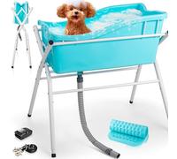 Dog Bath Tub, Dog Washing Station for Bathing and Grooming, 4 Levels Elevated Collapsible Portable Shower Bathtub for Small Dogs Cats Pet