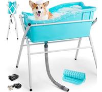 Dog Bath Tub, Portable Dog Washing Bathing Station, Elevated Foldable Dog Bath for Shower and Grooming, 3 Adjustable Height Pet Tub for Small and Medium Size Dogs, Indoor and Outdoor (Patent Design)