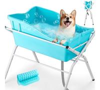 Dog Bath Tub, Portable Dog Washing Bathing Station, Elevated Foldable Dog Bath for Shower and Grooming, 4 Adjustable Height Pet Tub for Small and Medium Size Dogs, Indoor and Outdoor (Patent Design)