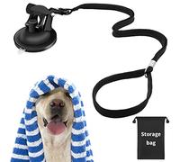Dog Bathing Tether with Heavy Suction Cup, Dog Grooming Tub Restraint Soft Nylon Leash with Adjustable Collar for Pet Dog Cat Shower and Grooming Red