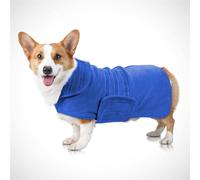 Dog Bathrobe-400 GSM S Size Blue Microfiber Dog Drying Coat-Double Layered Dog Towels for Drying Dogs-Fast Drying Dog Towel -Super Absorbent Hook & Loop Design Dog Robe