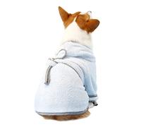 Dog Bathrobe, Microfiber Fast Drying Absorbent Hooded Bath Towel White for Puppy Small Medium Large Dog Cat (L, LightCyan)