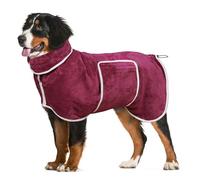 Dog Bathrobe Towel Dog Drying Coat - Super Absorbent Bath Robe for Drying Dogs Large, Soft Adjustable Collar & Belly Strap Fast Drying Coat Pet Dog Cat Bath Robe Towel (Purple, X-Large)