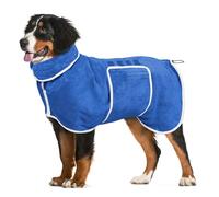 Dog Bathrobe Towel Dog Drying Coat - Super Absorbent Towels Bath Robe for Dogs Large, Soft Adjustable Collar & Belly Strap Fast Drying Coat Pet Cat Bath Robe (Medium Blue , Medium)