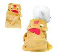 Dog Bathrobe with Hood - Cute Pet Design Super Absorbent Soft Quick Drying Towel Wrap for Dogs Cats Cozy Warm Coat Fleece Blanket for Cold Weather Beach Pool (Yellow Chicken,S)