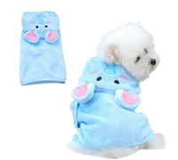 Dog Bathrobe with Hood Super Absorbent Soft Quick Drying Towel Wrap Adjustable Puppy Cat Bath Robe Towel for Cold Weather Beach Pool (Blue Elephant, Large)
