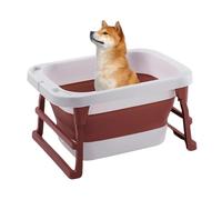 Dog Bathtub ，Cat Bathtub, Dog Bath Tub, Cat Pet Multifunctional Foldable Dog Pool Pet Bathtub with Drainage Hole, Foldable Washing Tub Bathing Tub, Small Pets Bathtub,Red