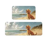 Dog Beach Rug Cushioned Kitchen Rugs Sets Of 2 Comfort Standing Mat For Home Decor Sink,Kitchen Mats For Floor Non Slip Washable ，Laundr 17"X47"+17"X30"
