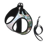Dog Beautiful Eiffel Tower Paris Printed Harness And Leash Set,Adjustable,Breathable Soft,Step-In Mesh Pet Vest Harness With Reflective Strip